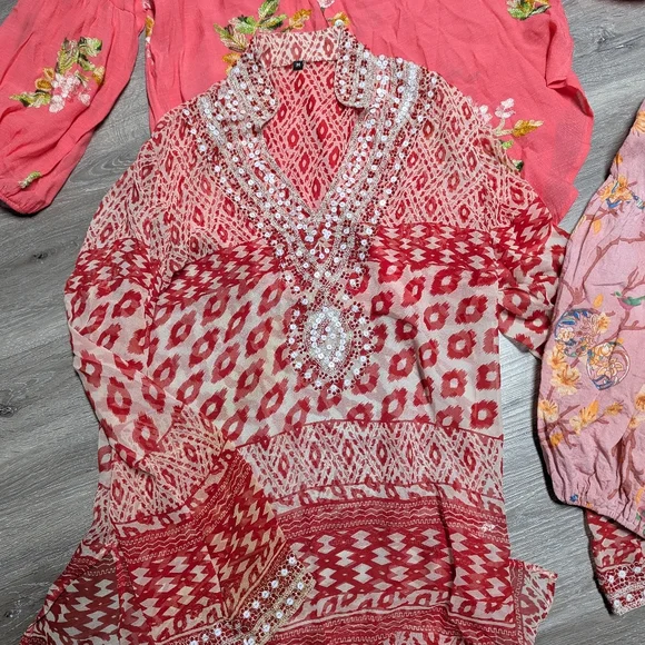 Boho Blouse Size M Bundle Lot Of 3 Tops Casual Flowy Feminine - Picture 4 of 9